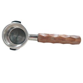 Gemini 58mm Bottomless Portafilter Walnut Handle & Naked Double Shot Filter Basket for Espresso Lovers - Perfect Fit For E61 Group Head 2 Ears - Compatible with Rocket,ECM,Flair 58 & More