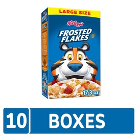 Kellogg's Frosted Flakes Breakfast Cereal, 8 Vitamins and Minerals, Kids Snacks, Large Size, Original, 10.8lb Case (10 Boxes)