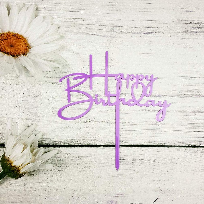 Decoración para tarta de cumpleaños con texto en inglés «Happy