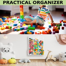 Montex Acrylic Wall Toy Dispenser, Acrylic Wall Storage, (Triple Compartment) Hanging Organizer and Storage Bin for Playroom, Blocks, Cars, Balls, Snacks