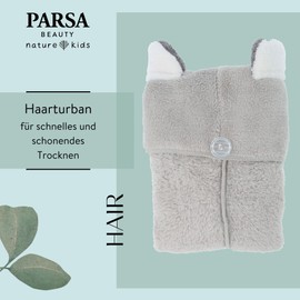 PARSA BEAUTY Nature Kids Hair Turban: Oeko-Tex Microfibre Koala Ears - Quick, Hair-friendly Drying
