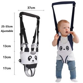 Arneses de Seguridad para Bebés Arnés para Caminar con 2 Pares Rodilleras - Arnés para Niños con Calcetines, Caminador para Bebés, Arnés Infantil para Caminar y Estar de Pie - Panda Negro