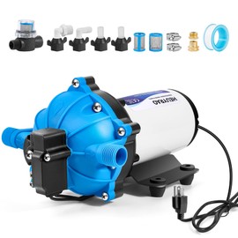 Heuyrao RV Fresh Water Pump 110V AC 7.0GPM 70PSI 5 Chamber Self Priming Water Pressure Diaphragm Pump with Power Plug for Kitchen,Bathroom,RV Marine,Camper,Garden,Trailer