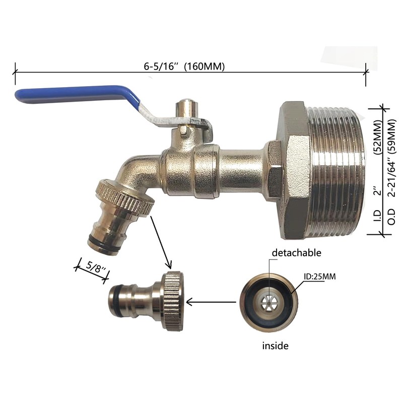 2" Drum Faucet Stainless Steel Barrel Faucet with EPDM Gasket