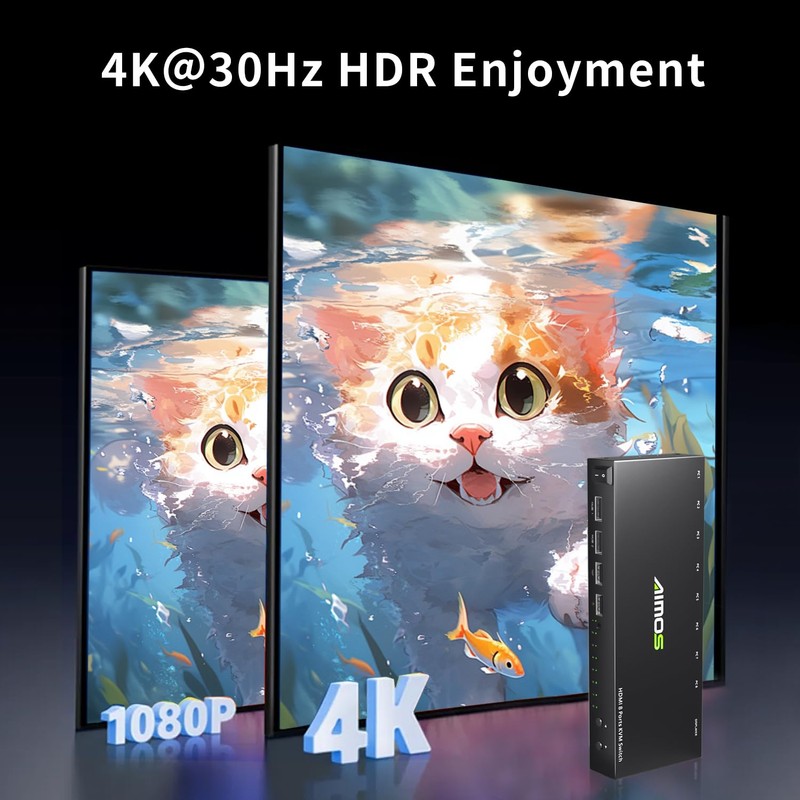 HDMI KVM Switch 8 Port 4K@30Hz, 8 in 1 Out