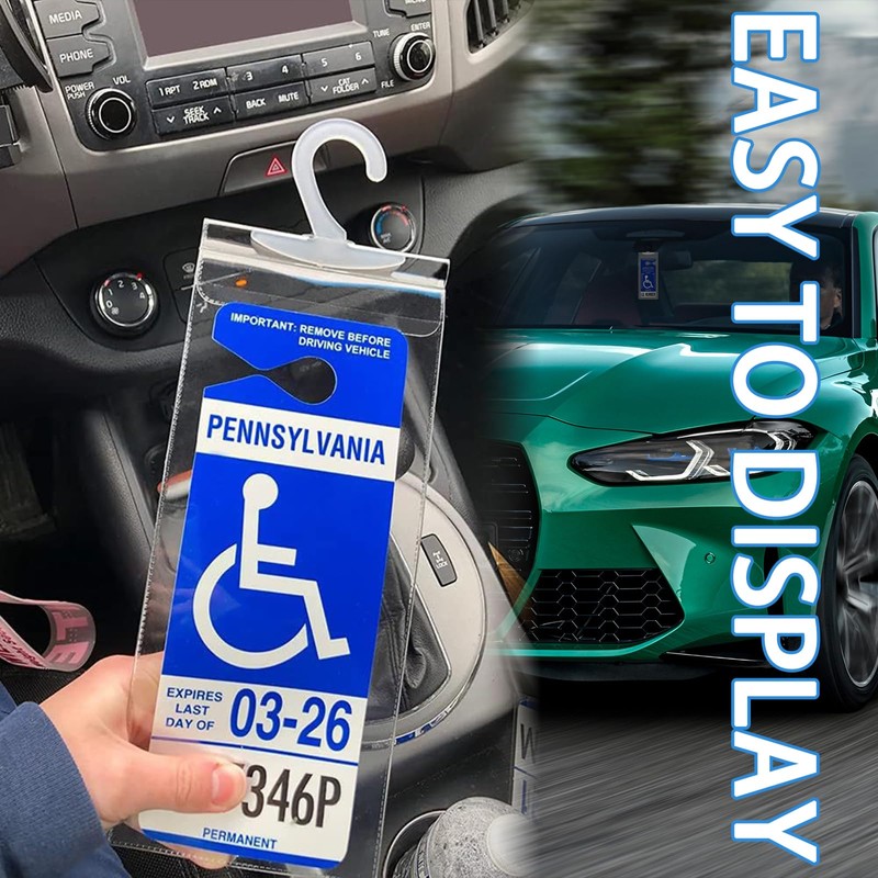 Dickno Handicap Placard Holder, 11.6" x 5" Ultra Transparent Disabled