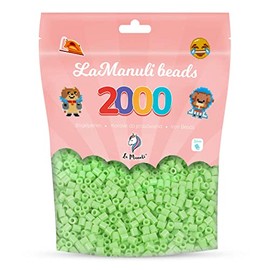 La Manuli Iron-On Beads, Approx. 2000 Pieces Midi Beads in Resealable Bag, Refill Set, Craft Beads, Compatible with Any Brand Beads, 5 mm Beads (Light Green)