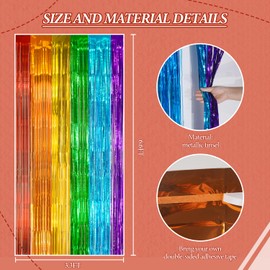 DECOCKRAT 2 Pack Foil Fringe Backdrop - Combo Rainbow Shiny Tinsel Curtains for Party Decoration/Photo Booth Props - 3.3x6.6 FT Metallic Foil Backdrop for Birthday, Wedding, Graduation, Christmas.