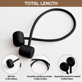 SUOXU 2 Pieces Magnetic Curtain Tiebacks, Curtain Clip Cord Buckle, Curtain Weaving Clip, Used for Home Office Cafe Decorative Buckle, No Need to Perforate Magnetic Snap Curtain Strap (black)
