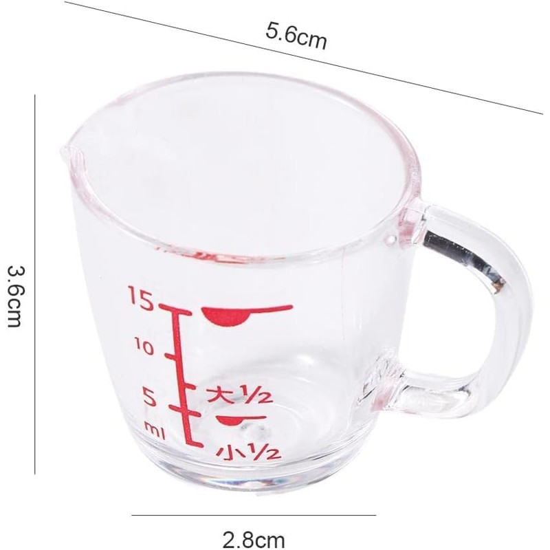 15ml Measuring Cup, Plastic Mini Measuring Cup with Red Graduated