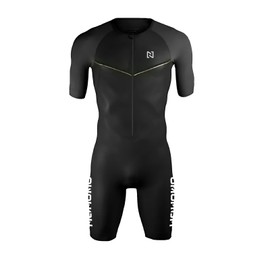 Men's Pro Trifunction Short Sleeve Outdoor Sportswear Triathlon Running Swimming Cycling Bodysuit (TYP-5, L)