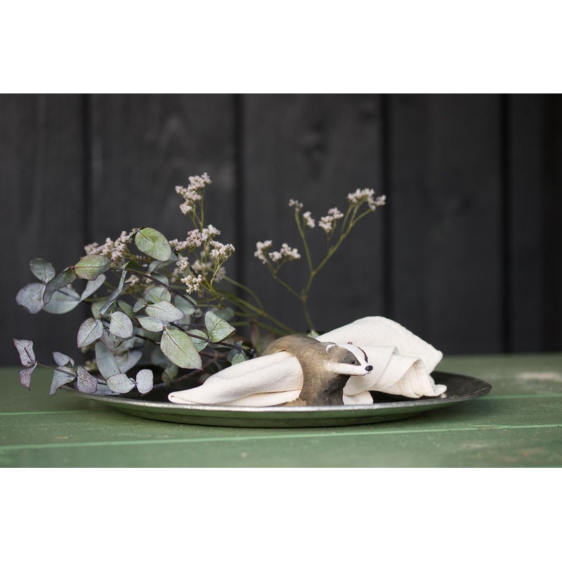 Wildlife Garden WG4569 Napkin Ring Badger - Hand Carved Wooden