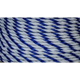 LILBURN ROPE CO. 3 Strand White and Blue Polypropylene Pool Swim Lane Rope - 1/4" 600 Foot Spool