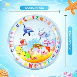 wlertcop Inflatable Tummy Time Water Mat for Babies, Sensory Playmat for Early Development, Activity Toy for Newborns 3-24 Months(65CM)