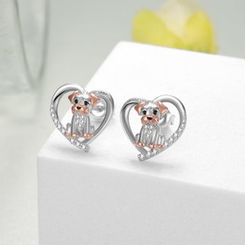 SCZKLAQ 925 Sterling Silver Schnauzer Earrings for Women – Cute Dog Jewelry Pet Lover Gift Miniature Schnauzer Stud Earrings for Women