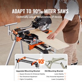 Happybuy Miter Saw Stand - Sturdy Steel Construction with 300lbs Capacity. Foldable, Portable, Adjustable in Height and Length. Features One-piece Mounting Brackets and Clamps for Convenience