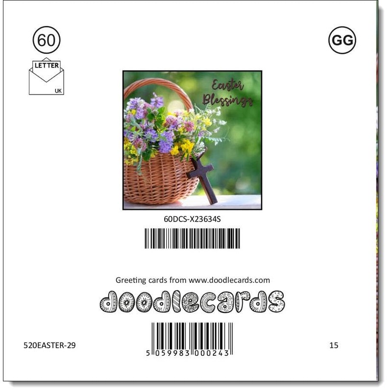 doodlecards Easter Card Easter Blessings Square Size with Plain Envelope