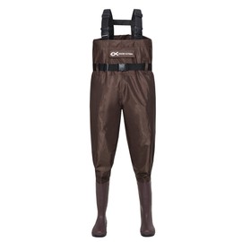 Duck and Fish Brown Chest Wader Cleated Boot Foot with Waist Belt (10 M US Men)