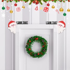 Minicoco Christmas Decorations Merry Christmas Door Frame Decoration Creative Wooden Santa Claus Angel Door Frame Ornaments New Year Gift, 2PCS