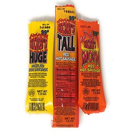 Herbs Tall Red Hot Sausage 1.5oz, Huge Pickled 1.5oz, Smokn Red Hot 1.5oz Variety 18 pack (6each)