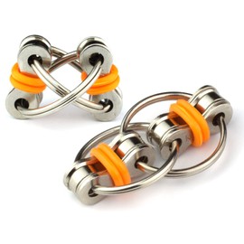 Flippy Chain Fidget de la marca Tom's Fidgets - Dispositivo antiestrés perfecto para personas con déficit de atención, autismo o ansiedad, Orange (2 Pack)