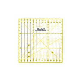 Victor Transparent Ruler 15 x 15 cm in Yellow for Sewing, Crafts, Patchwork and Quilting - Sewing Ruler