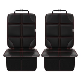 Meolsaek Car Seat Protector, Non-Slip Backing Will Not Leave Imprint, Waterproof Thicker Car Seat Cover for SUV, Sedan, Truck, Leather Car Seat Cushion (Black with Red Stitching)