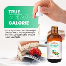 Natural Mate Monk Fruit & Stevia Liquid Sweetener Drops – Premium Organic Monk Fruit and Stevia Extracts, Sugar-Free, Zero Calories & Carbs, No Erythritol – 4 fl oz Glass Bottle (1 Pack, 800 Servings)