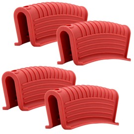 OMGREI OMGREI Silicone Assist Hot Pan Handle Holder Hot Skillet Handle Covers Pot Holder Sleeve Cast Iron Skillets Nonslip Heat Resistant for Enameled Griddles Casserole Frying Pans Cookware(4PACK) (Red)