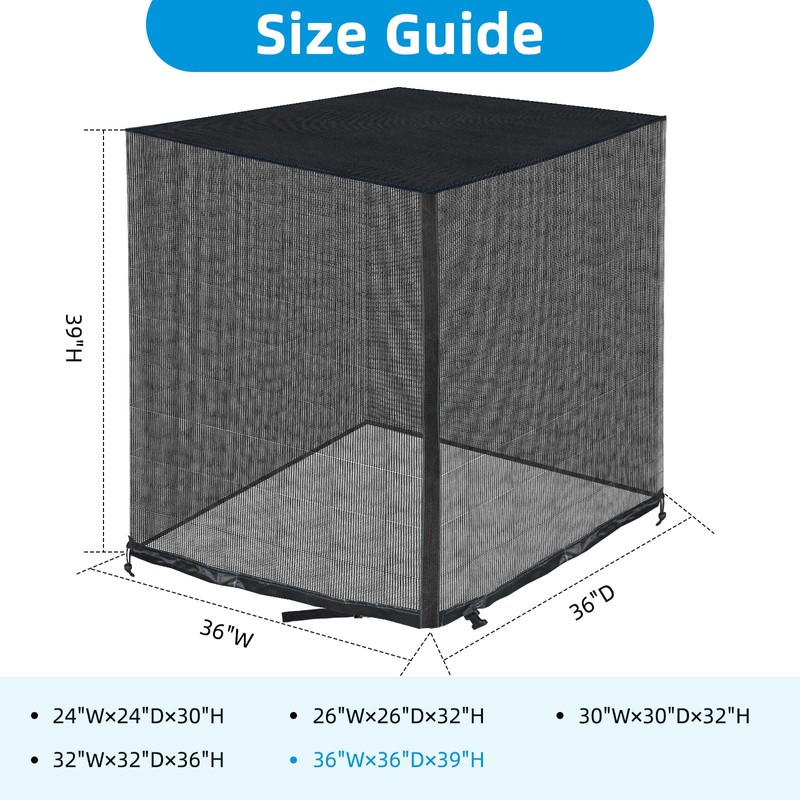 Qualward Full Mesh Central Air Conditioner Cover with Detachable Top,