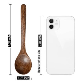 Hefild 7 PCS Wooden Spoons for Eating, 7 inch Wooden Honey Spoons for Tea, Wood Teaspoons for Stirring Coffee, Padauk Wood Table Spoon for Cooking, Small Serving Spoon for Soup, Desserts & Cereal