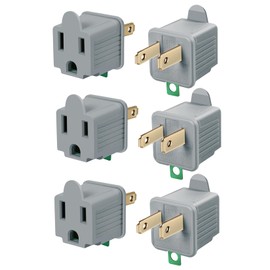 TENINYU Grounded Adapter 3-Prong to 2-Prong Outlet Converter - 3 Pin to 2 Pin Plug Socket Adapter Extension for Electrical Cord,Household,Workshops,Industrial,Machinery (6 Pack Grey)