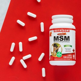 Nutridom MSM 1,000mg, Supports Joint Health, Methylsulfonylmethane Supplement, Non-GMO, Vegan, Gluten-Free, Dairy & Soy Free, (120 Veggie Capsules)