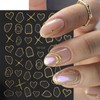 6 Sheets Heart Line Nail Art Stickers 3D Self-Adhesive Gold