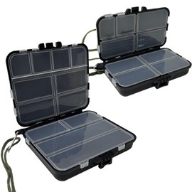 HAPPOW Pack of 2 Fishing Tackle Box Fishing Tackle Box Fishing Made of Plastic, Fishing Boxes with Adjustable Compartments, 1 Large and 1 Small Fishing Bait Box, Waterproof & Durable for Hooks