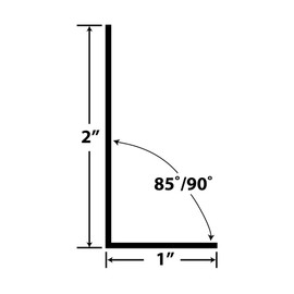 Outwater Plastics 1921-Bk Black 1''X 2'' X 3/64'' Thick Styrene Angle Plastic Angle Moulding 46 Inch Lengths (Pack of 3)