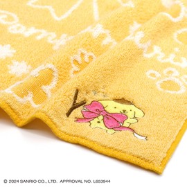 Towel Museum Sanrio Big Ribbon Pom Pom Pudding, Towel Handkerchief, YY, Yellow, Initial Y 28-2030072, Approx. 9.8 x 9.8 inches (25 x 25 cm)