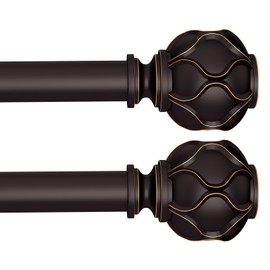 WIN4ALL 2 Pack Bronze Heavy Duty Curtain Rods for Windows 48 to 84 inch, 1 Inch Curtain Rod, Adjustable Decorative Curtain Rods For Bedroom, Living Room, Outdoor (Bronze,16"-90”)