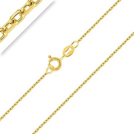 PLANETYS - Anchor Chain Diamond-Coated 925 Sterling Silver 18 Carat Gold-Plated Chain Necklace - 1 mm Wide Various Lengths: 40-45-50-55-60-65-70 cm, Sterling Silver, No Gemstone