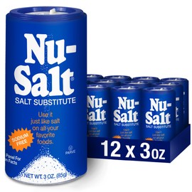 Nu-Salt Sodium-Free Salt Substitute, Contains Potassium Chloride, Table Salt Alternative, Vegan, Good For Chips, Pretzels, French Fries, Popcorn Seasoning, 3oz Shaker Bottle (Pack of 12)