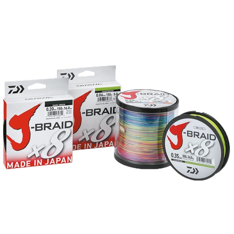 Daiwa J-Braid 8 Braid 0.22mm, 17,0kg/27,5lbs, 150m chartreuse