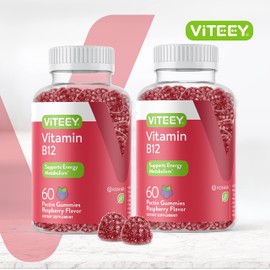 VITEEY Vitamin B12 Gummies - Cognitive Support and Energy Gummies - Vegan, Gelatin Free, Gluten Free - 60 Count