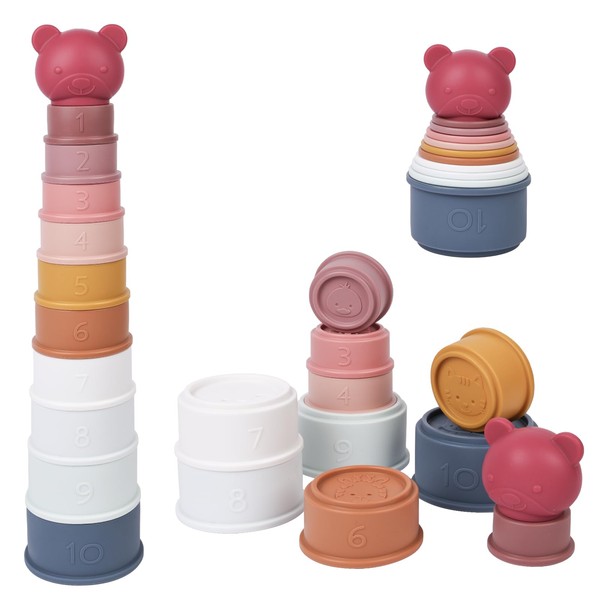 HAGOT 11 Piece Baby Stacking Cups Toy,Teething Toys for Baby,