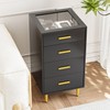 Semiocthome Black Chest of 4 Drawers with Tempered Glass Top