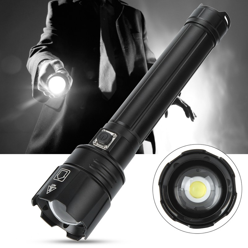 P90 Super Bright IPX4 Waterproof LED Flashlight USB Charging Zoom