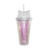 Water Tumbler with Straw Lid Plastic Cup with Straw Sequin