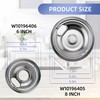 W10196406 and W10196405 Chrome Stove Burner Drip Pan Set for