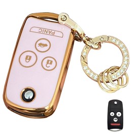 Rilnaewn Soft TPU for Acura Key Fob Shell Fits for Honda Accord Acura MDX Acura RDX Acura TL Acura TSX Acura ZDX (Pink)