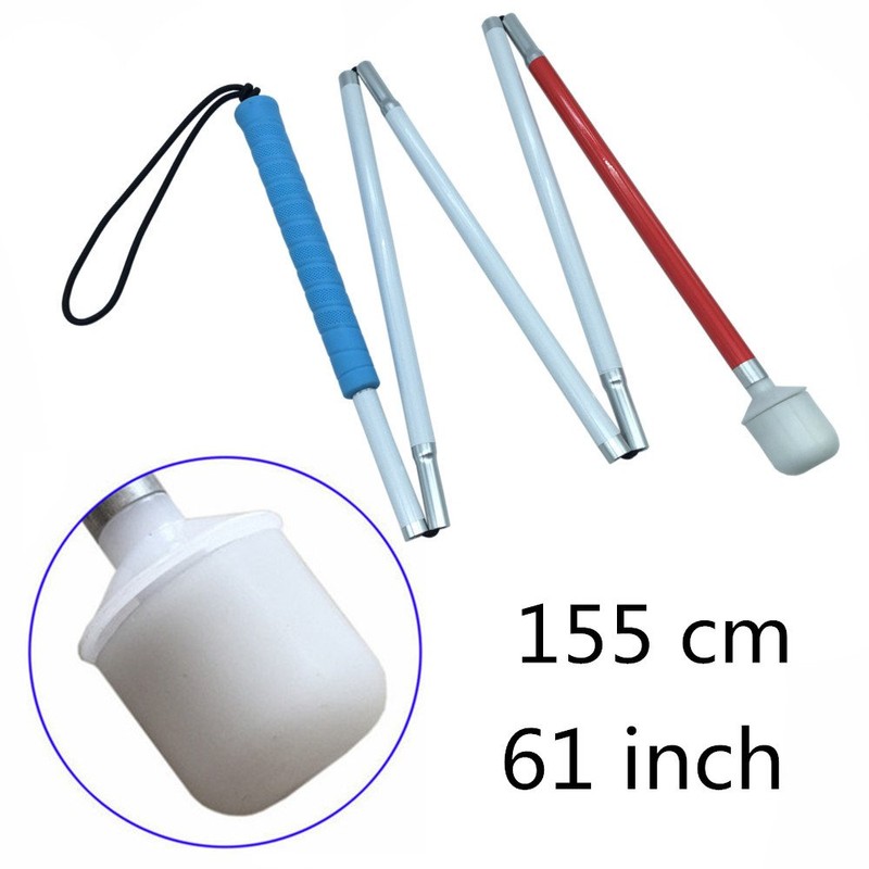 Blind Long Stick White Folding Long Stick with Rubber Handle