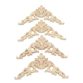 Wood Carved Applique,4 Pack Decorative Wood Trim, 3.15x3.15inch, Wood Appliques and Furniture Decorative Onlay for Furniture Decor Decal Unpainted Can be Attached to Home Corner Frame,Cabinets